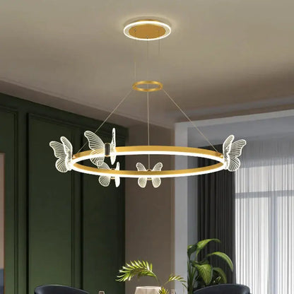 Modern gold butterfly crystal chandelier dining room led light