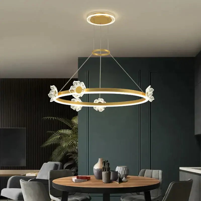 Modern gold butterfly crystal chandelier dining room led light