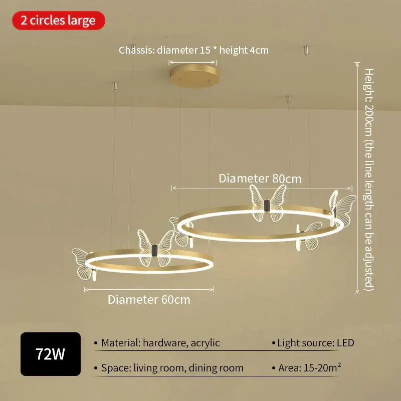 Modern gold butterfly crystal chandelier dining room led light