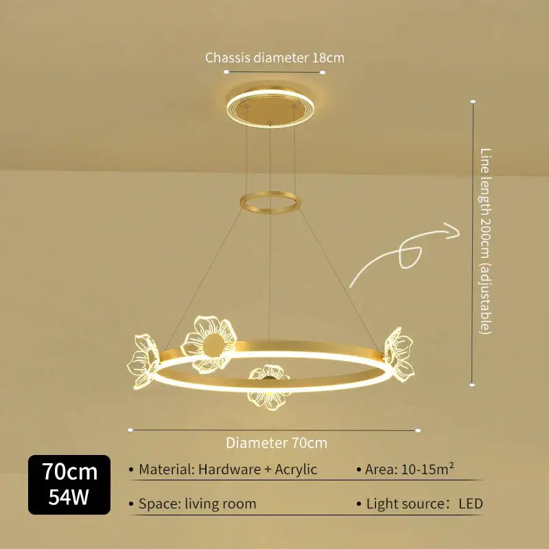 Modern gold butterfly crystal chandelier dining room led light