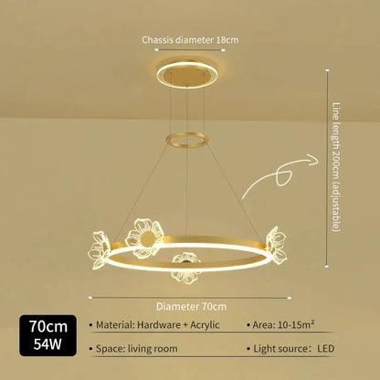 Modern gold butterfly crystal chandelier dining room led light