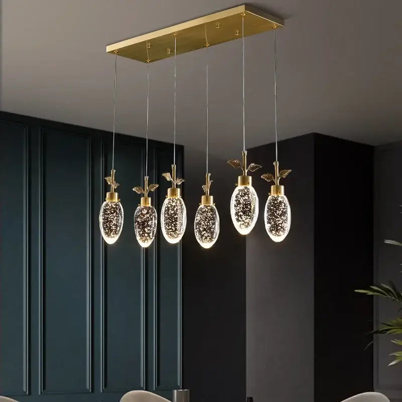Modern gold crystal chandelier dining room pendant light