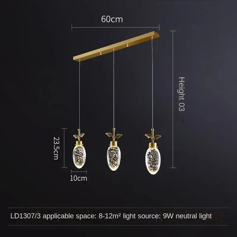 Modern gold crystal chandelier dining room pendant light