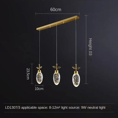 Modern gold crystal chandelier dining room pendant light