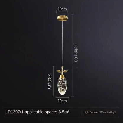 Modern gold crystal chandelier dining room pendant light