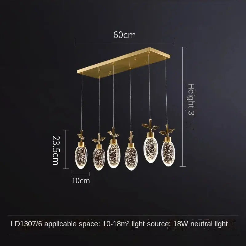 Modern gold crystal chandelier dining room pendant light