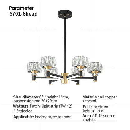 Modern black & gold crystal chandelier for living room