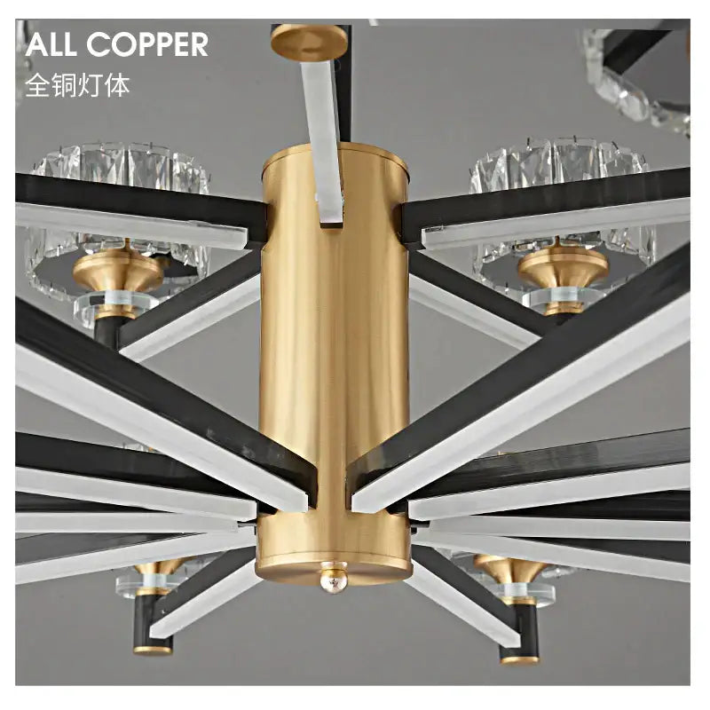 Modern black & gold crystal chandelier for living room