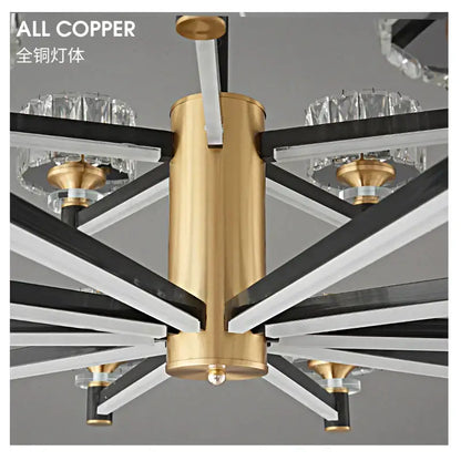 Modern black & gold crystal chandelier for living room