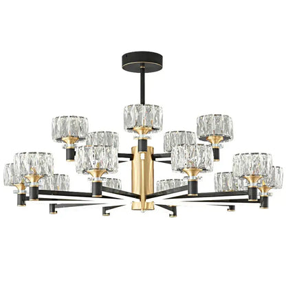 Modern black & gold crystal chandelier for living room