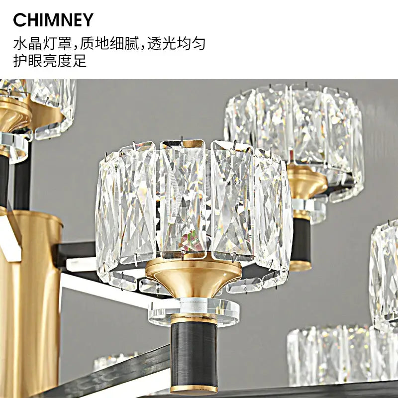 Modern black & gold crystal chandelier for living room