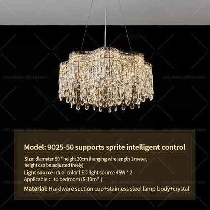 Modern luxury crystal chandelier – dining room cascading light