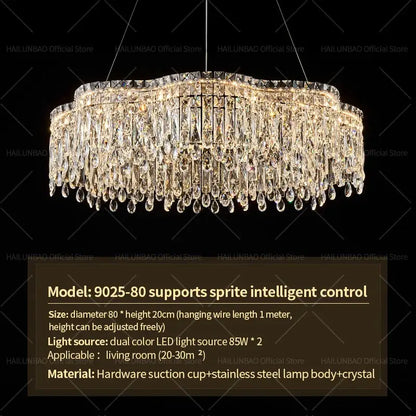 Modern luxury crystal chandelier – dining room cascading light