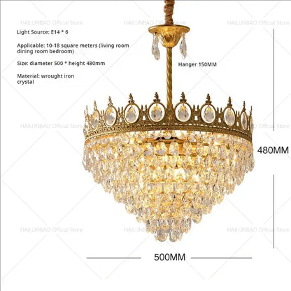 Modern golden crown crystal chandelier for dining room