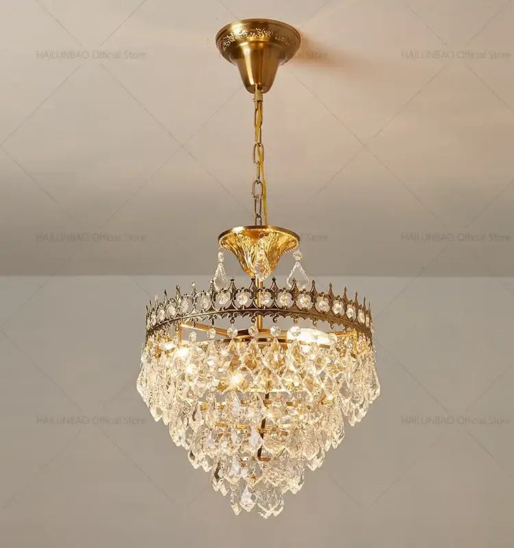 Modern golden crown crystal chandelier for dining room