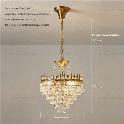 Modern golden crown crystal chandelier for dining room