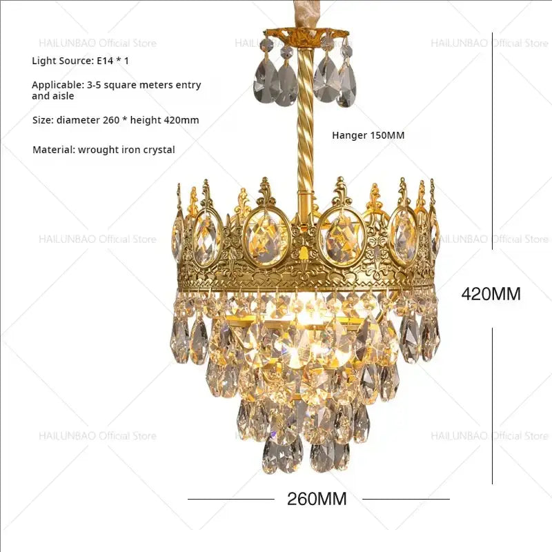 Modern golden crown crystal chandelier for dining room