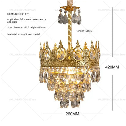 Modern golden crown crystal chandelier for dining room