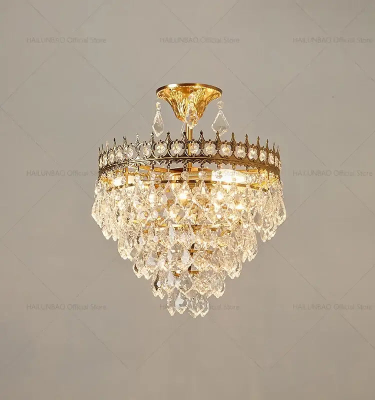 Modern golden crown crystal chandelier for dining room