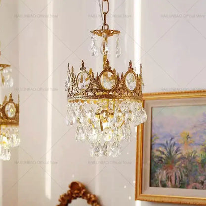 Modern golden crown crystal chandelier for dining room
