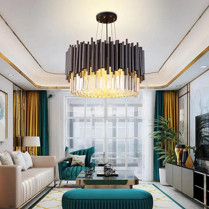 Modern black & gold crystal chandelier for bedroom