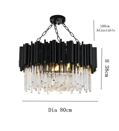 Modern black & gold crystal chandelier for bedroom