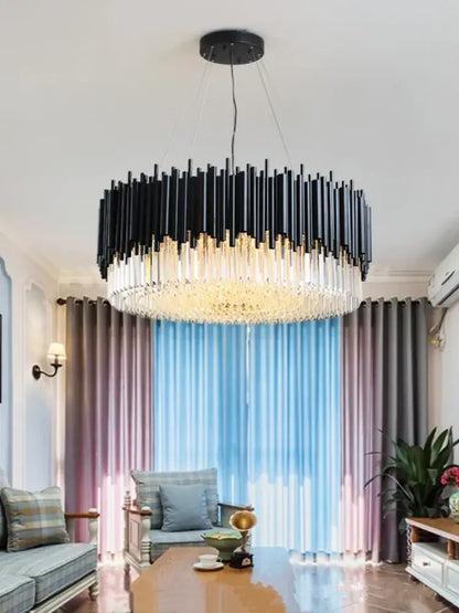 Modern black & gold crystal chandelier for bedroom