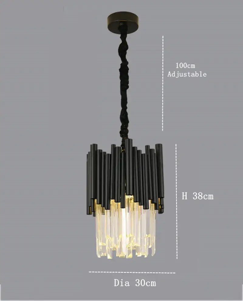 Modern black & gold crystal chandelier for bedroom