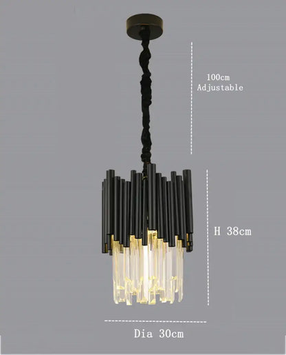 Modern black & gold crystal chandelier for bedroom