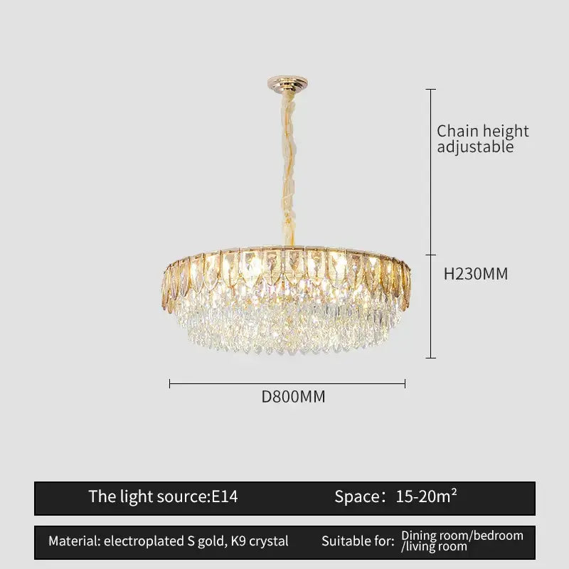 Modern blue & gold crystal chandelier dining room light