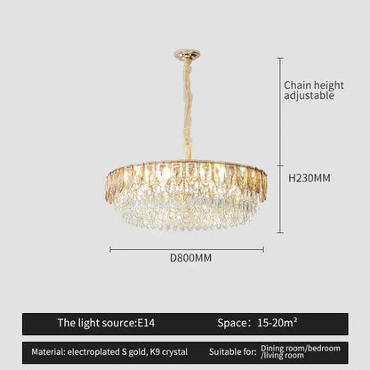 Modern blue & gold crystal chandelier dining room light