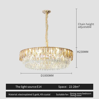 Modern blue & gold crystal chandelier dining room light