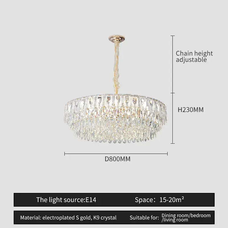 Modern blue & gold crystal chandelier dining room light