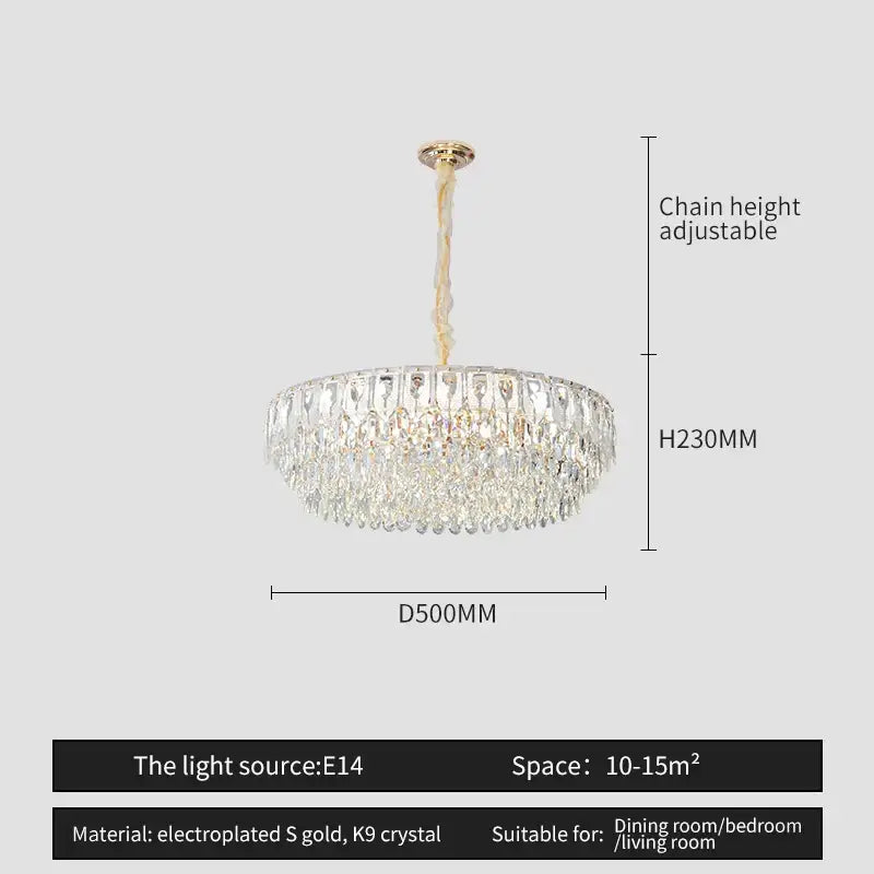 Modern blue & gold crystal chandelier dining room light
