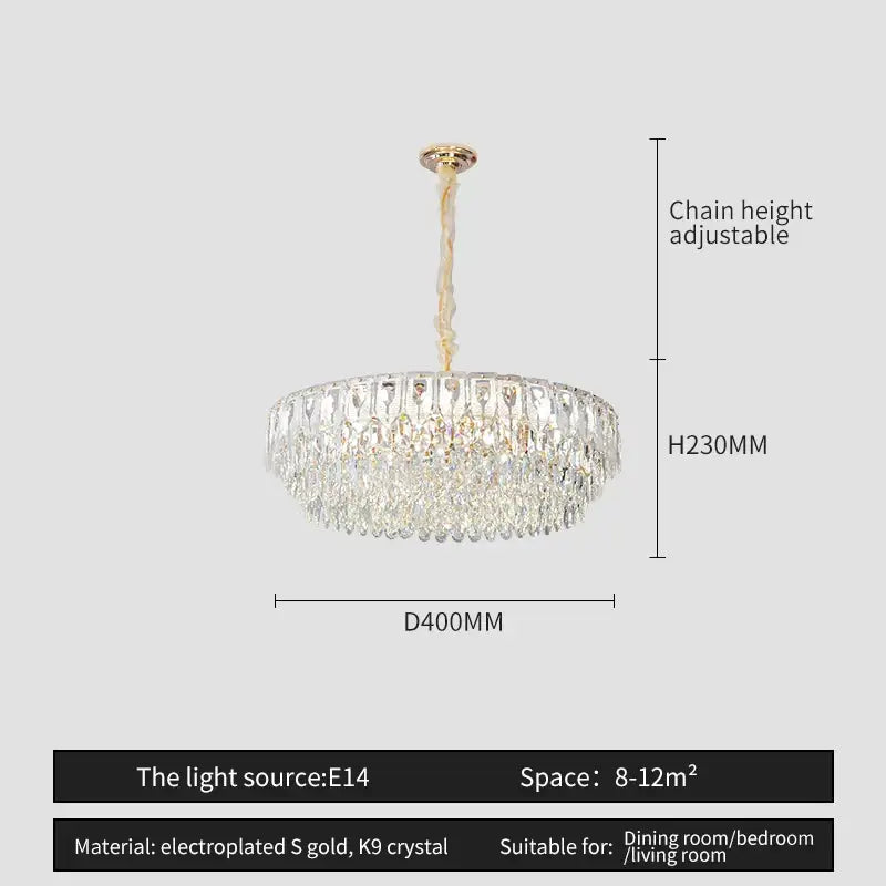 Modern blue & gold crystal chandelier dining room light