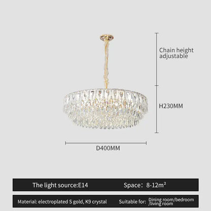 Modern blue & gold crystal chandelier dining room light