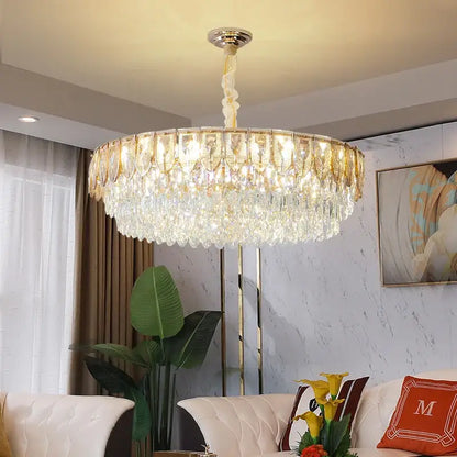 Modern blue & gold crystal chandelier dining room light