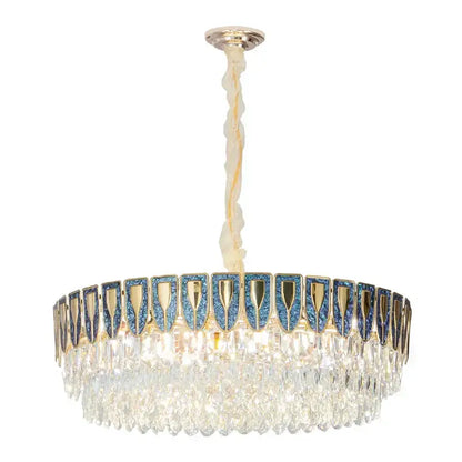 Modern blue & gold crystal chandelier dining room light