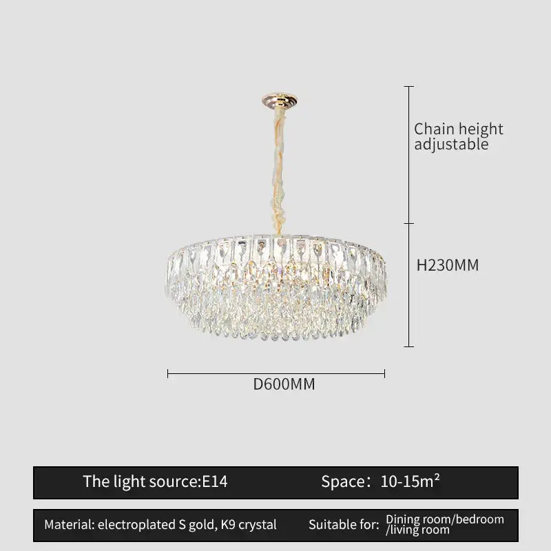 Modern blue & gold crystal chandelier dining room light