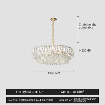 Modern blue & gold crystal chandelier dining room light