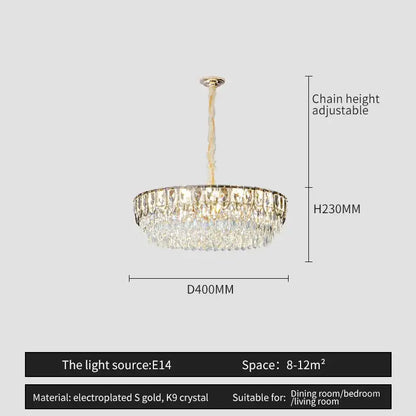 Modern blue & gold crystal chandelier dining room light