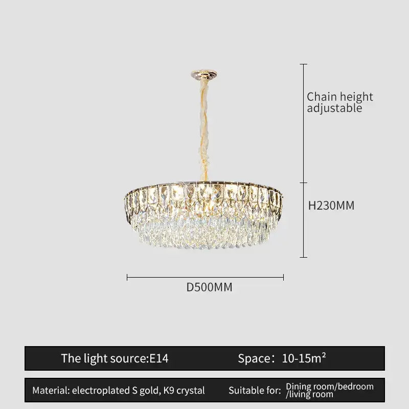 Modern blue & gold crystal chandelier dining room light