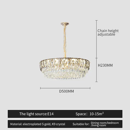 Modern blue & gold crystal chandelier dining room light