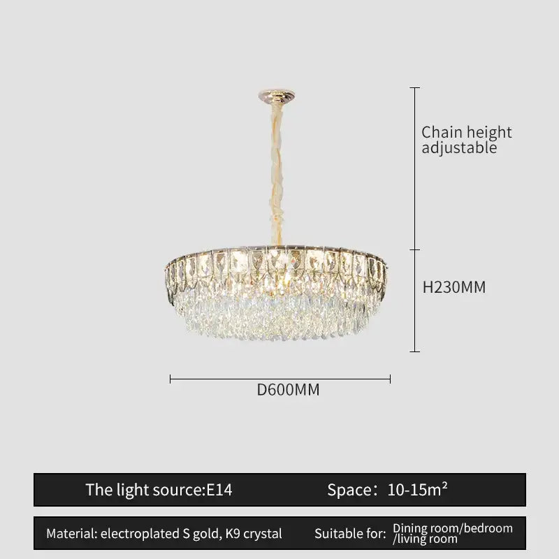 Modern blue & gold crystal chandelier dining room light