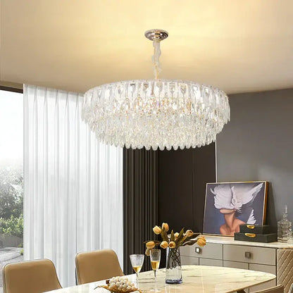 Modern blue & gold crystal chandelier dining room light