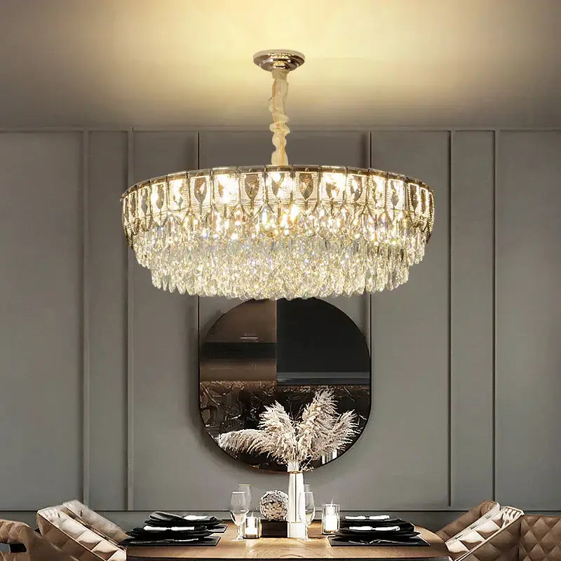 Modern blue & gold crystal chandelier dining room light