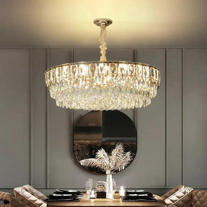 Modern blue & gold crystal chandelier dining room light