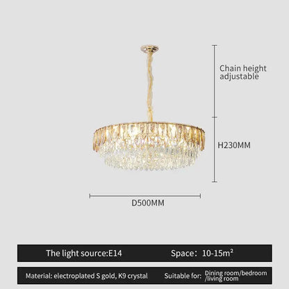 Modern blue & gold crystal chandelier dining room light