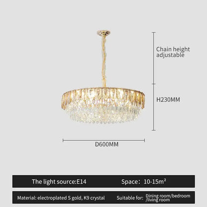 Modern blue & gold crystal chandelier dining room light