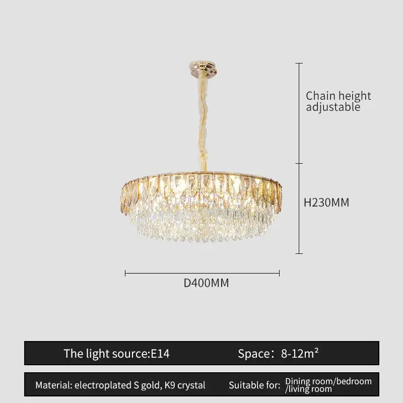 Modern blue & gold crystal chandelier dining room light
